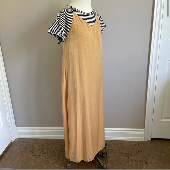 Uniqlo Caramel Tan Brown Maxi Long Trapeze Sleeveless Slip Dress - S - Picture 2 of 10